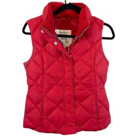 Eddie Bauer 700 Fill Power Goose Down Red Quilted Vest Small - Picture 1 of 14